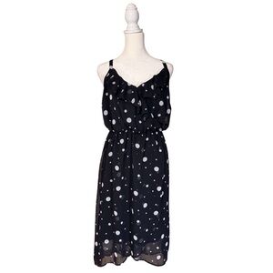 Torrid spaghetti strap cross back black w/white polka dot chiffon dress size L
